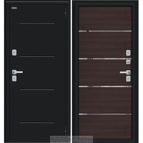 Входная Дверь Thermo Лайн букле черное/wenge melinga