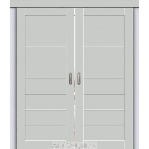 Двустворчатая раздвижная дверь купе Браво-20 grey silk ДГ