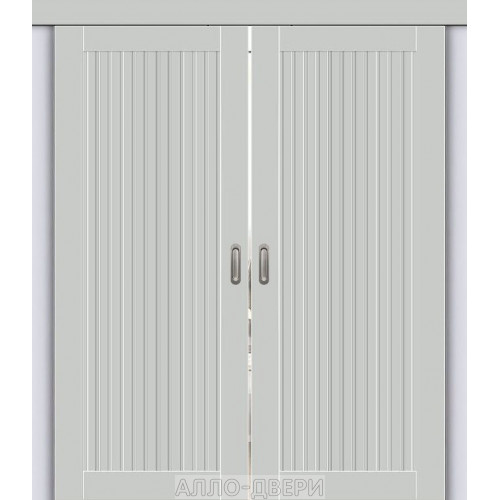 Двустворчатая раздвижная дверь купе Браво-40 grey silk ДГ