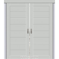 Двустворчатая раздвижная дверь купе Браво-20 grey silk ДГ