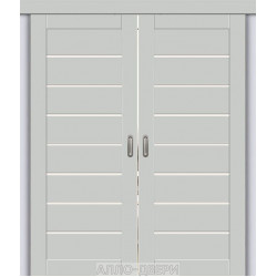 Двустворчатая раздвижная дверь купе Браво-22 grey silk Magic Fog