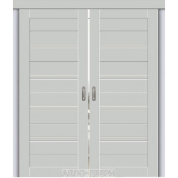 Двустворчатая раздвижная дверь купе Браво-28 grey silk Magic Fog